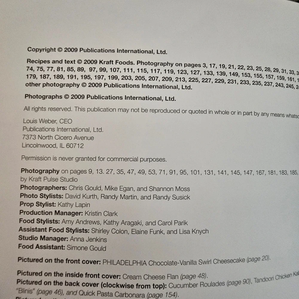 Kraft Philadelphia Cheesecakes‎ & More Cookbook 2009 Recipes Desserts Appetizers